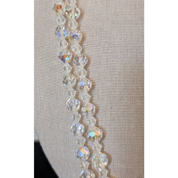 50s Long Two Strand Graduated Aurora Borealis Necklace W/ Hook Clasp - Picture 5 of 12